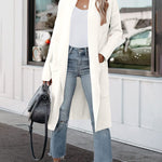 Nadorine Women's Casual Long Sleeve Draped Open Front Knit Pockets Long Cardigan Jackets Sweater