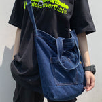 Casual Denim Split-Joint Solid Color Bags Accessories
