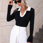 Nadorine Bell Sleeve Lapel Sweater