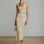 Women's Minimalist Lightweight Knitted Tank Top And Skirt Set