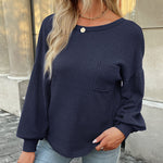 Nadorine Long Sleeve Backless Hollow Knit Sweater for Women Casual Work Office Loose Fit 2026 | Under
