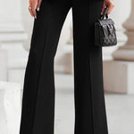 High Waisted Wide Leg Solid Color Pants Suits Bottoms