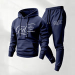 KZZ Men's Printed Hoodie and Drawstring Sweatpants Set