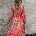 Nadorine Women's Chiffon V-neck Simple Floral Print Dress
