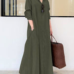 Original Solid Color Lapel Shirt Dress