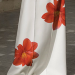 A-Line Loose Flower Print No Belt Skirts Bottoms