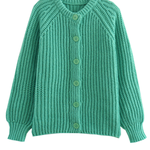 Solid Color Cardigan Long Sleeve Knitted Sweater Jacket