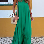 Sleeveless pleated European loose dress with straps