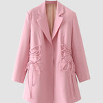 Waist Drawing Rope Lapel Loose Blazer Suit