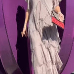 Elegant V-neck Fashionable Cake Long Dress