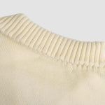 Mock Neck Zip-Up Striped Pullover Loose Sweater