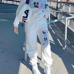 Two Piece Outfits Casual Lounge Sets Printed Round Neck Sweatshirt Pullover with Sweatpants