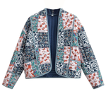 Fashion Printed Loose Casual Cardigan Short Quilted Cotton Jacket
