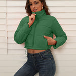 Short Puffer Jacket Stands Up Zipper Outerwear