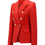 Long Sleeves Buttoned Notched Collar Blazer Outerwear