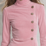 Retro-style Stand-up Collar Decorative Buttons Faux Suede Mini Dress