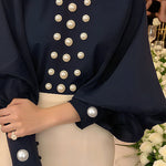 Loose Puff Sleeves Solid Color High Neck Blouses&Shirts Tops