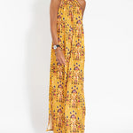 Summer Printed Sleeveless Halter Neck Slit Casual Vacation Dress