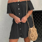 NEW SHORT SLEEVE CASUAL DENIM DRESS (BUY 2 FREE SHIPPING)