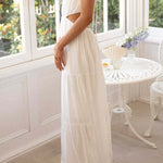 Sleeveless Open Waist Panel Layered Long Swing Dress