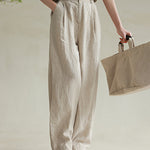 Nadorine Casual Solid Pocket Loose Color Stitching Pants