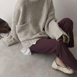 Solid Color Oversized Pocket Front Sweater