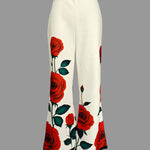 Loose Wide Leg Flower Print Casual Pants Bottoms Trousers