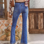 Nadorine Distressed High Waist Baggy Denim Pants Wide Leg Trousers