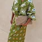 Mysterious Magic Knit Eye Heart Pattern Button Up Long Sleeve Loose Cardigan