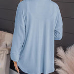 Striped Single-breasted Mid-length Corduroy Shirt Jacket