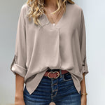 Zeagoo Zeagoo Casual V Neck Batwing 3/4 Sleeve T-Shirts Solid Color Loose Fit Cute Basic Flowy Tunic Tops