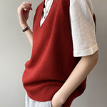 Simple 9 Colors V-Neck Loose Sleeveless Vest