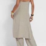 Women Casual Linen Strappy Two Set Suits