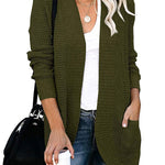Solid Color Knit Open-Front Cardigan