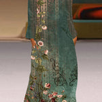 A-Line Long Sleeves Flower Print Pockets V-Neck Maxi Dresses