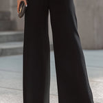 Sleek Black Tuxedo Sleeveless Wide-Leg Jumpsuit