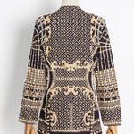 Long Sleeves Loose Beads Printed V-Neck Blazer Outerwear
