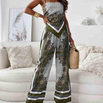 Stylish Printed Lace-Up Vest & Pants Two-Piece Set