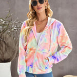 Tie-dye Hoodie Zip Up Casual Jacket Active Sweatshirt