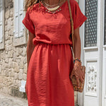 Splicing Plain Color Mid Dress