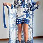 Chic fake two-piece lace-up printed dress