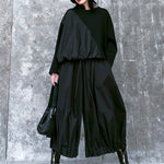 Stylish Black Solid Color High Waisted Wide Leg Pants