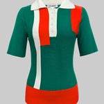 Short Sleeves Skinny Buttoned Contrast Color Lapel Polo-Style T-Shirts Tops