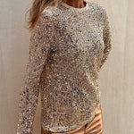 Keep It Shine Sequin Long Sleeve Shift Blouse