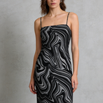 Women's Elegant Black Mesh Stretch Sleeveless Slip Dress