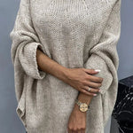 Remember Me Knit Crew Neck Poncho Loose Sweater
