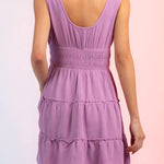 Fashion U-neck elastic waist sleeveless mini skirt