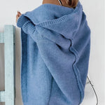 Hooded Batwing Knit Sweater with Soft and Loose Fit, Back Panel Patchwork