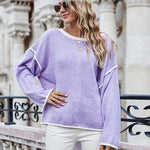 Oversized Soft Knit Long Batwing Sleeve Pullover Sweater Tunic Outfit Tops