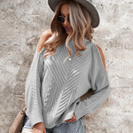 Nadorine Cable Knit Cold Shoulder Sweaters